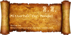 Mitterhöfer Mendel névjegykártya